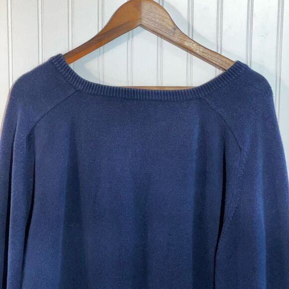 Thane Vintage V-Neck Sweater Womens Large Blue Cuffing Long Sleeve Cabin Classic - Picture 8 of 9